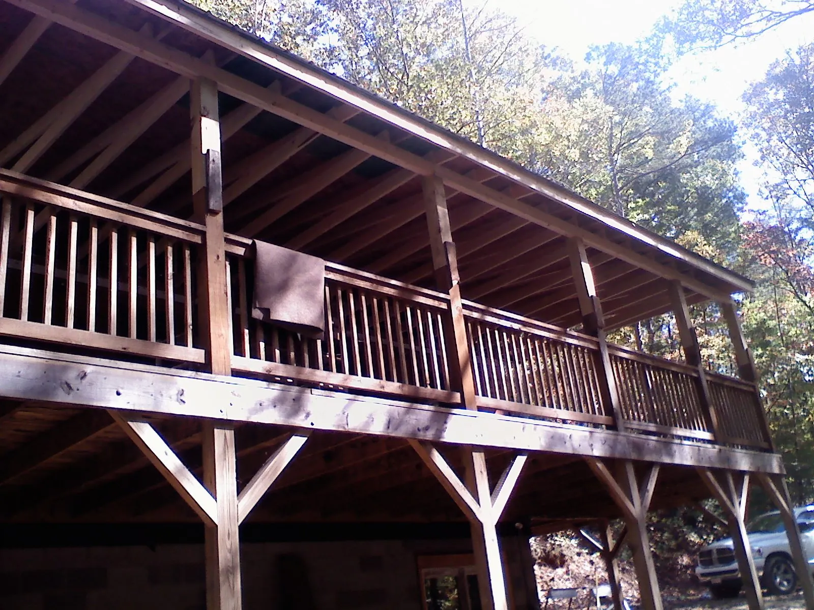 Timber framing under a new elevated porch and deck — Roof Leak Repair in Troutville by Roofing Brothers